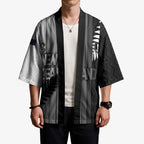 Custom New Zealand Football Kimono Silver Fern Maori Pattern Monochrome