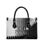 New Zealand Football Leather Bag Silver Fern Maori Pattern Monochrome