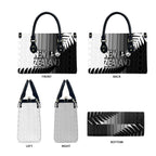 New Zealand Football Leather Bag Silver Fern Maori Pattern Monochrome