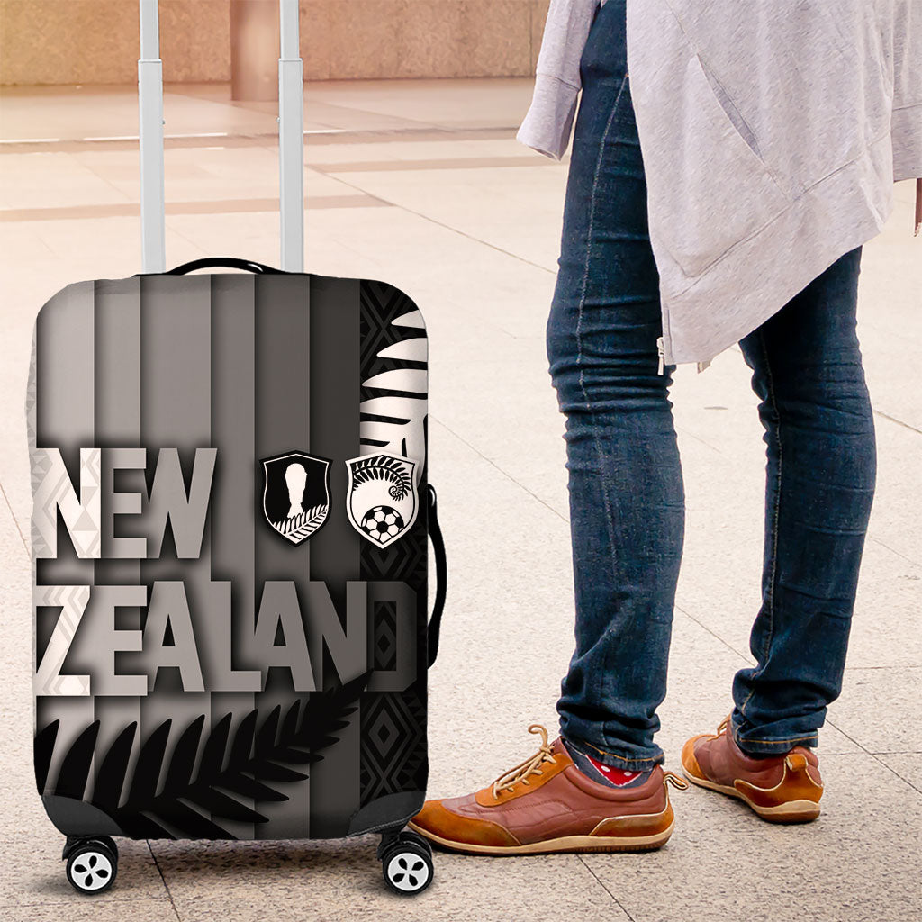 New Zealand Football Luggage Cover Silver Fern Maori Pattern Monochrome