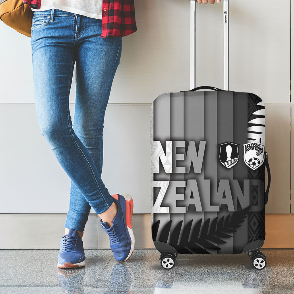 New Zealand Football Luggage Cover Silver Fern Maori Pattern Monochrome