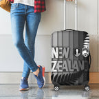 New Zealand Football Luggage Cover Silver Fern Maori Pattern Monochrome
