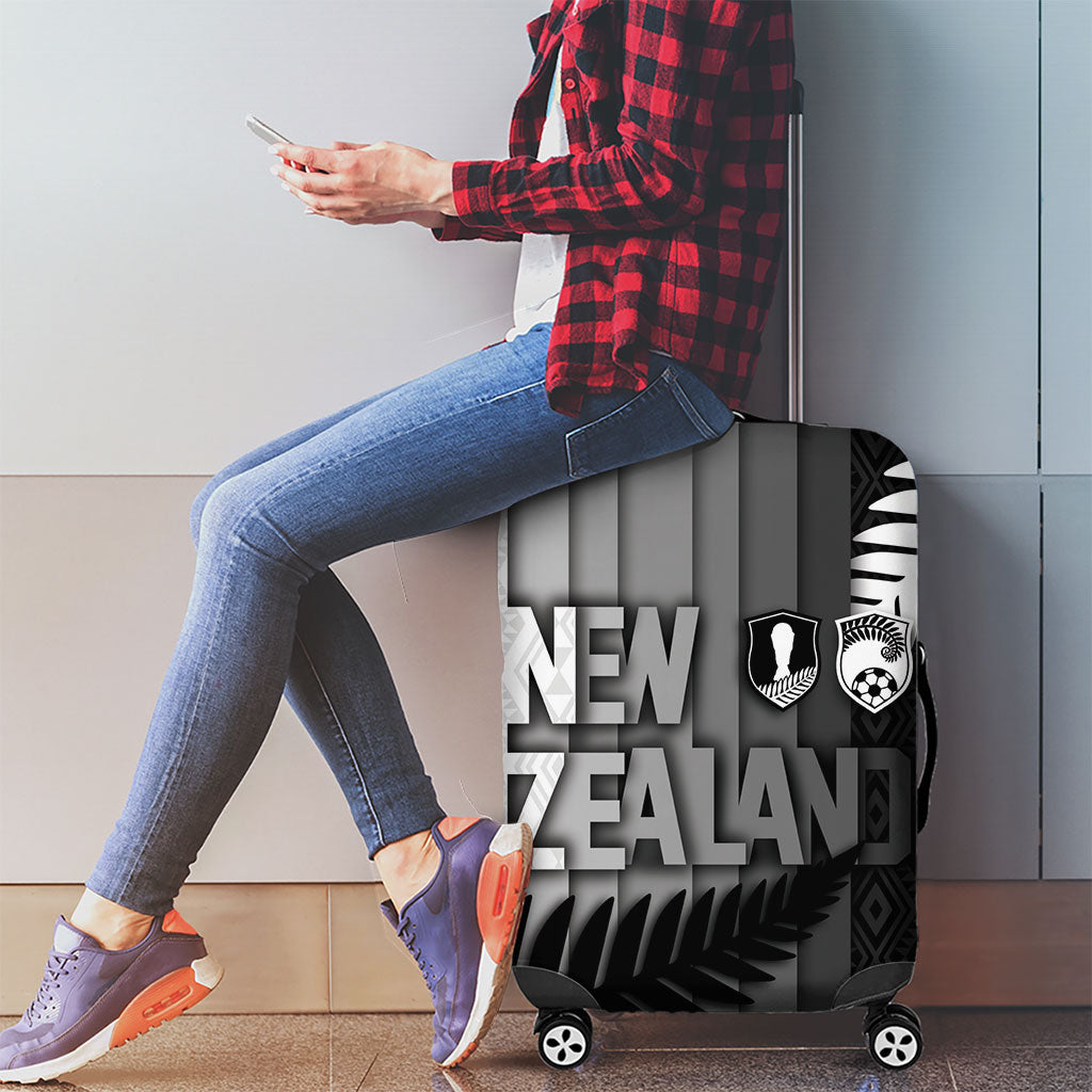 New Zealand Football Luggage Cover Silver Fern Maori Pattern Monochrome