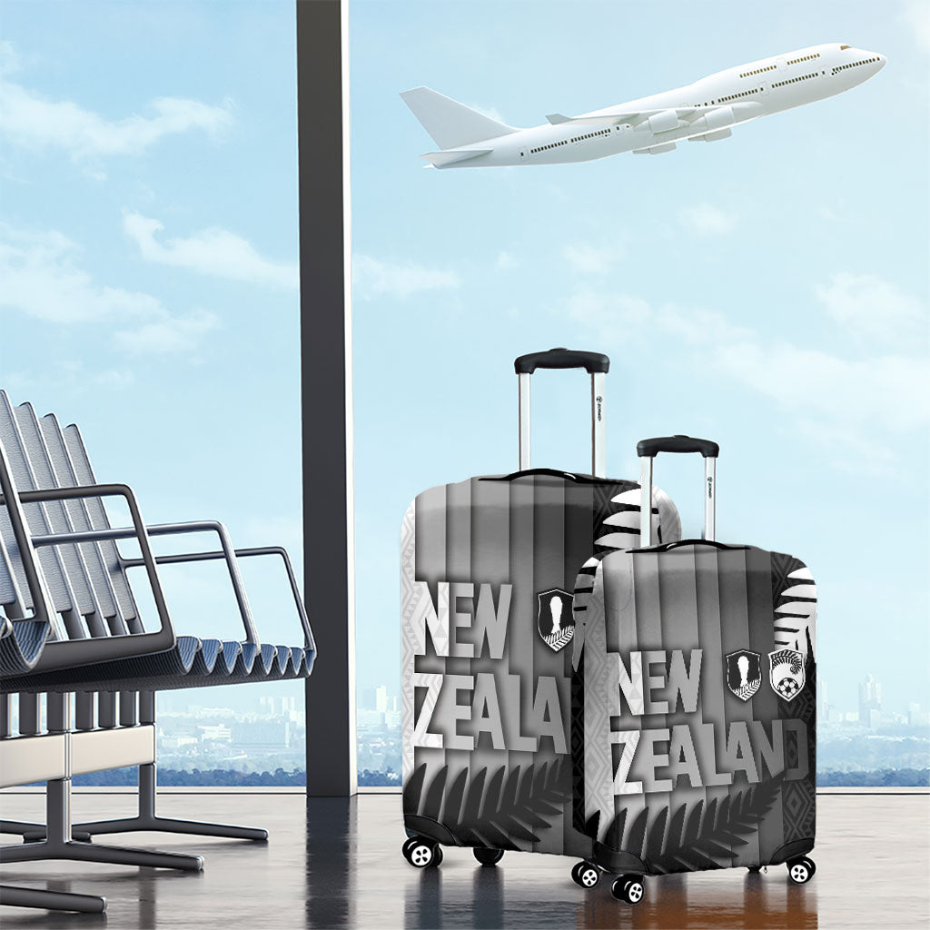 New Zealand Football Luggage Cover Silver Fern Maori Pattern Monochrome