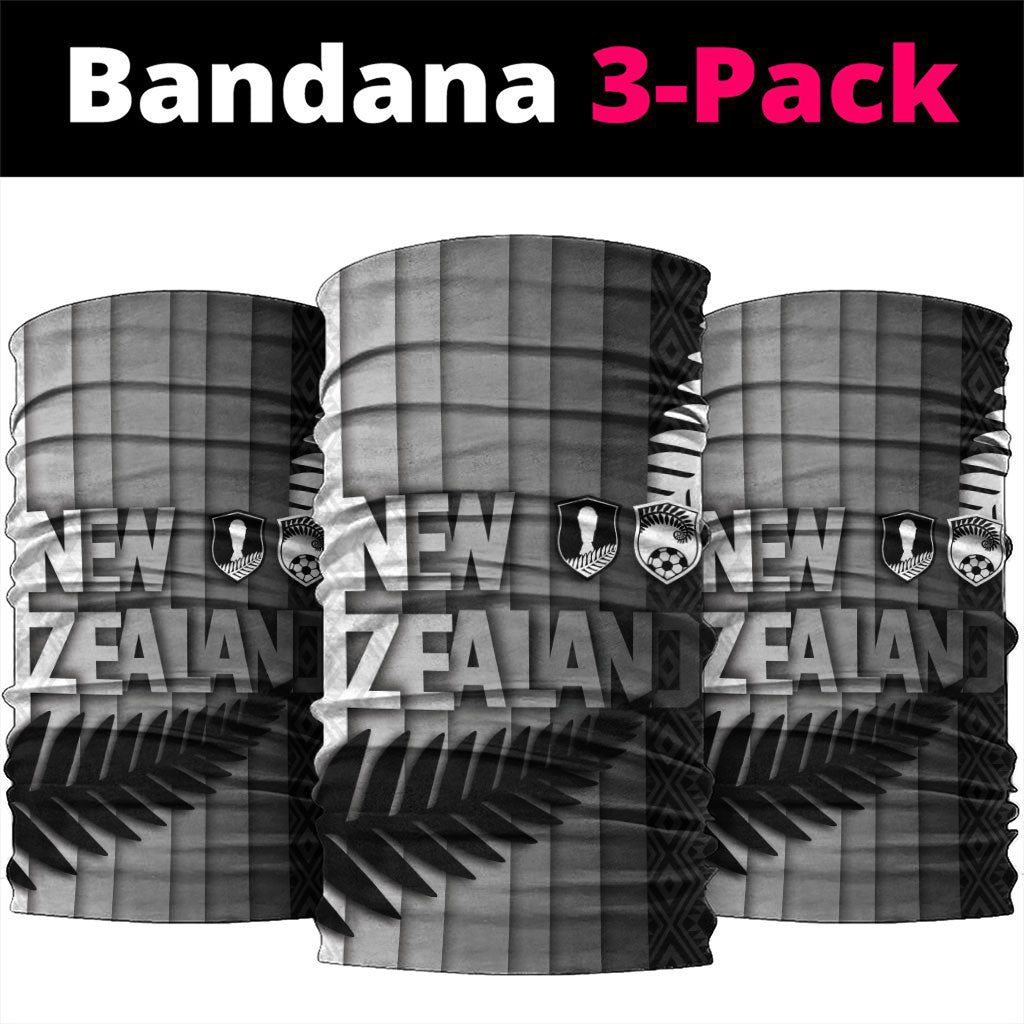 New Zealand Football Neck Gaiter Silver Fern Maori Pattern Monochrome