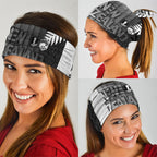 New Zealand Football Neck Gaiter Silver Fern Maori Pattern Monochrome