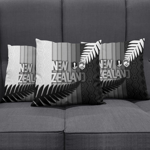 New Zealand Football Pillow Cover Silver Fern Maori Pattern Monochrome