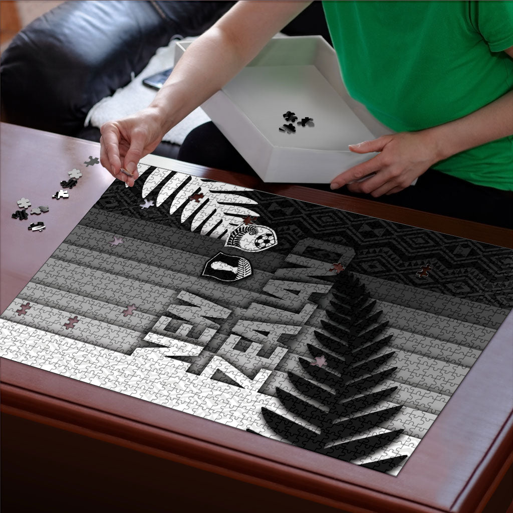 New Zealand Football Puzzle Silver Fern Maori Pattern Monochrome
