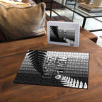 New Zealand Football Puzzle Silver Fern Maori Pattern Monochrome