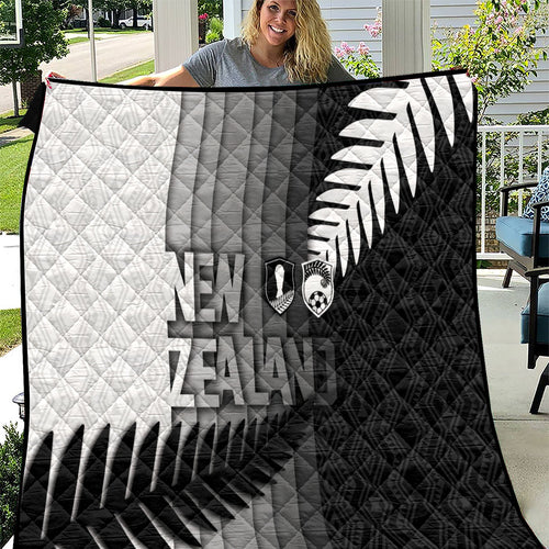 New Zealand Football Quilt Silver Fern Maori Pattern Monochrome