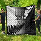 New Zealand Football Quilt Silver Fern Maori Pattern Monochrome