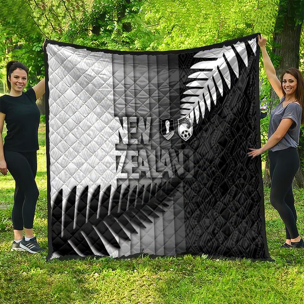New Zealand Football Quilt Silver Fern Maori Pattern Monochrome