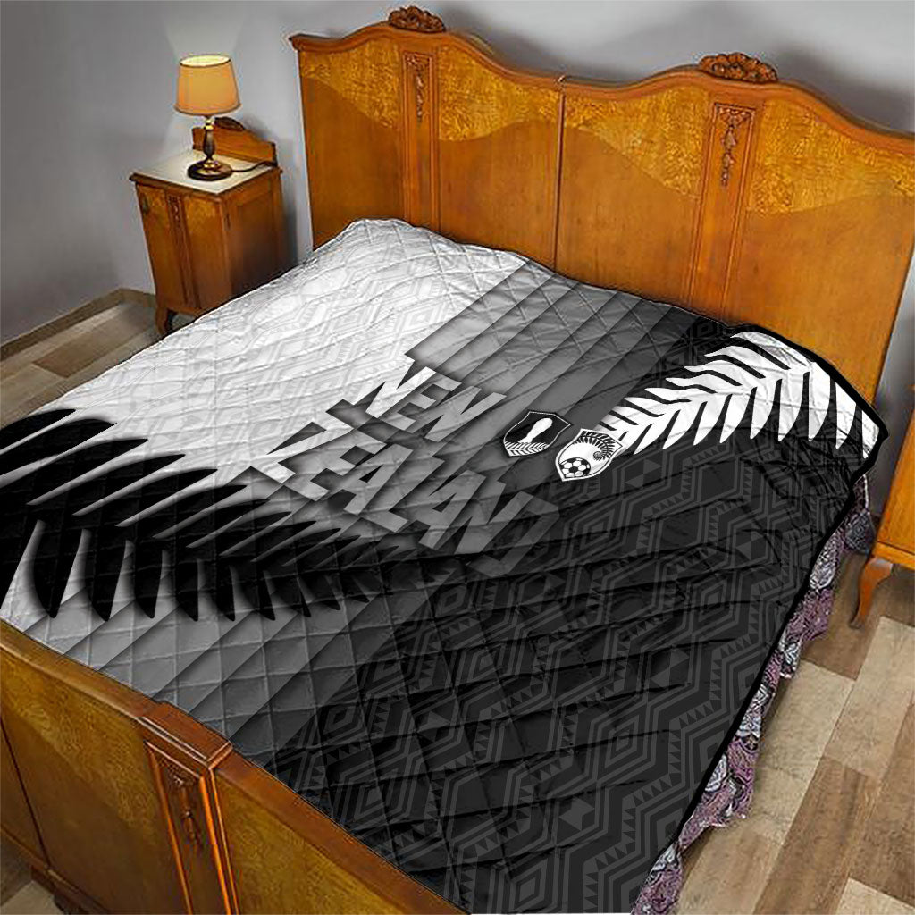 New Zealand Football Quilt Silver Fern Maori Pattern Monochrome