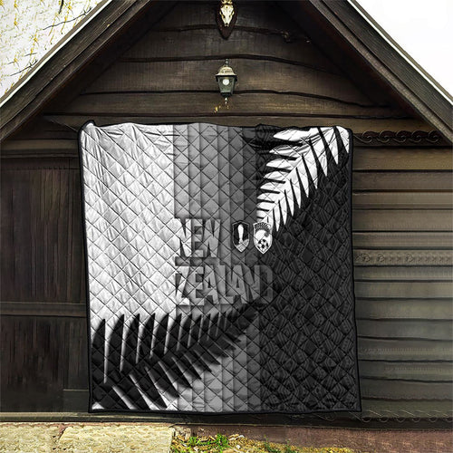 New Zealand Football Quilt Silver Fern Maori Pattern Monochrome