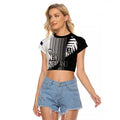 Custom New Zealand Football Raglan Cropped T Shirt Silver Fern Maori Pattern Monochrome