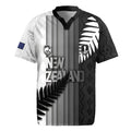 Custom New Zealand Football Rugby Jersey Silver Fern Maori Pattern Monochrome