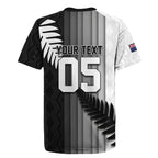 Custom New Zealand Football Rugby Jersey Silver Fern Maori Pattern Monochrome