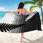 New Zealand Football Sarong Silver Fern Maori Pattern Monochrome