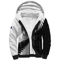 Custom New Zealand Football Sherpa Hoodie Silver Fern Maori Pattern Monochrome