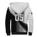 Custom New Zealand Football Sherpa Hoodie Silver Fern Maori Pattern Monochrome