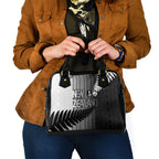 New Zealand Football Shoulder Handbag Silver Fern Maori Pattern Monochrome