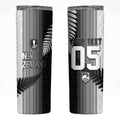 Custom New Zealand Football Skinny Tumbler Silver Fern Maori Pattern Monochrome