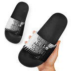 New Zealand Football Slide Sandals Silver Fern Maori Pattern Monochrome
