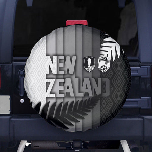 New Zealand Football Spare Tire Cover Silver Fern Maori Pattern Monochrome