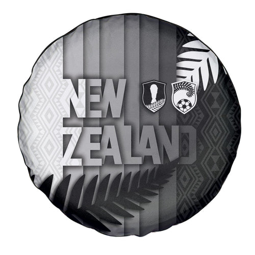 New Zealand Football Spare Tire Cover Silver Fern Maori Pattern Monochrome