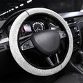 New Zealand Football Steering Wheel Cover Silver Fern Maori Pattern Monochrome