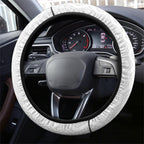 New Zealand Football Steering Wheel Cover Silver Fern Maori Pattern Monochrome