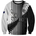 Custom New Zealand Football Sweatshirt Silver Fern Maori Pattern Monochrome
