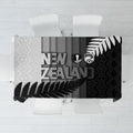 New Zealand Football Tablecloth Silver Fern Maori Pattern Monochrome