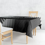 New Zealand Football Tablecloth Silver Fern Maori Pattern Monochrome