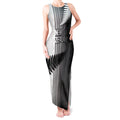 Custom New Zealand Football Tank Maxi Dress Silver Fern Maori Pattern Monochrome