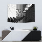 New Zealand Football Tapestry Silver Fern Maori Pattern Monochrome