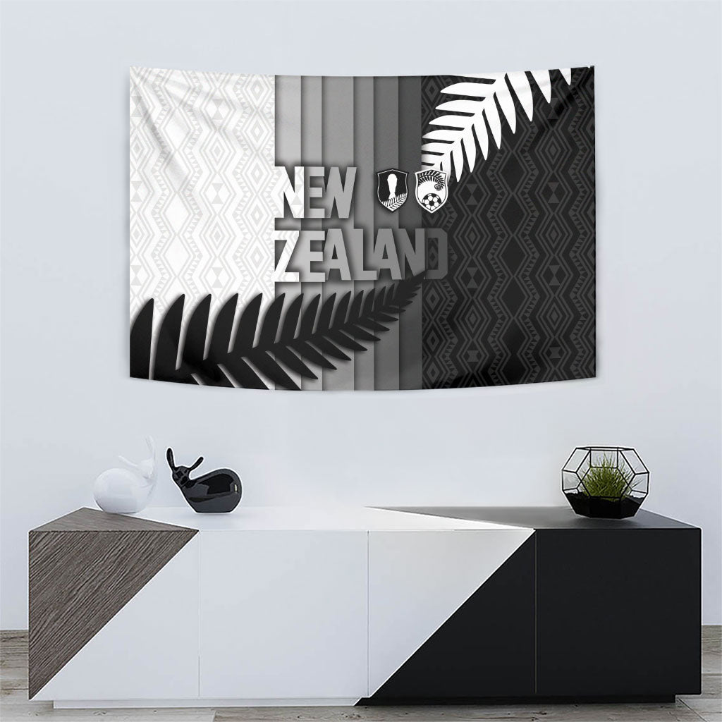 New Zealand Football Tapestry Silver Fern Maori Pattern Monochrome