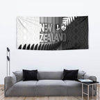 New Zealand Football Tapestry Silver Fern Maori Pattern Monochrome