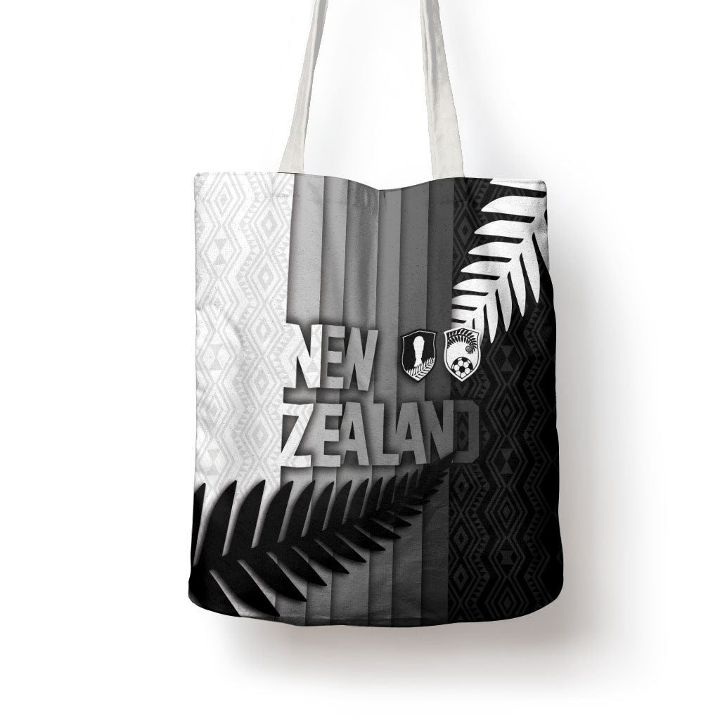 New Zealand Football Tote Bag Silver Fern Maori Pattern Monochrome