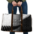 New Zealand Football Travel Bag Silver Fern Maori Pattern Monochrome