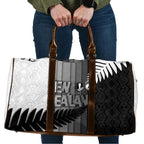 New Zealand Football Travel Bag Silver Fern Maori Pattern Monochrome
