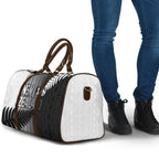 New Zealand Football Travel Bag Silver Fern Maori Pattern Monochrome