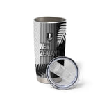 Custom New Zealand Football Tumbler Cup Silver Fern Maori Pattern Monochrome