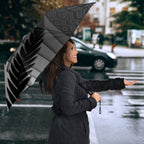 New Zealand Football Umbrella Silver Fern Maori Pattern Monochrome