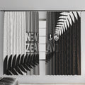 New Zealand Football Window Curtain Silver Fern Maori Pattern Monochrome