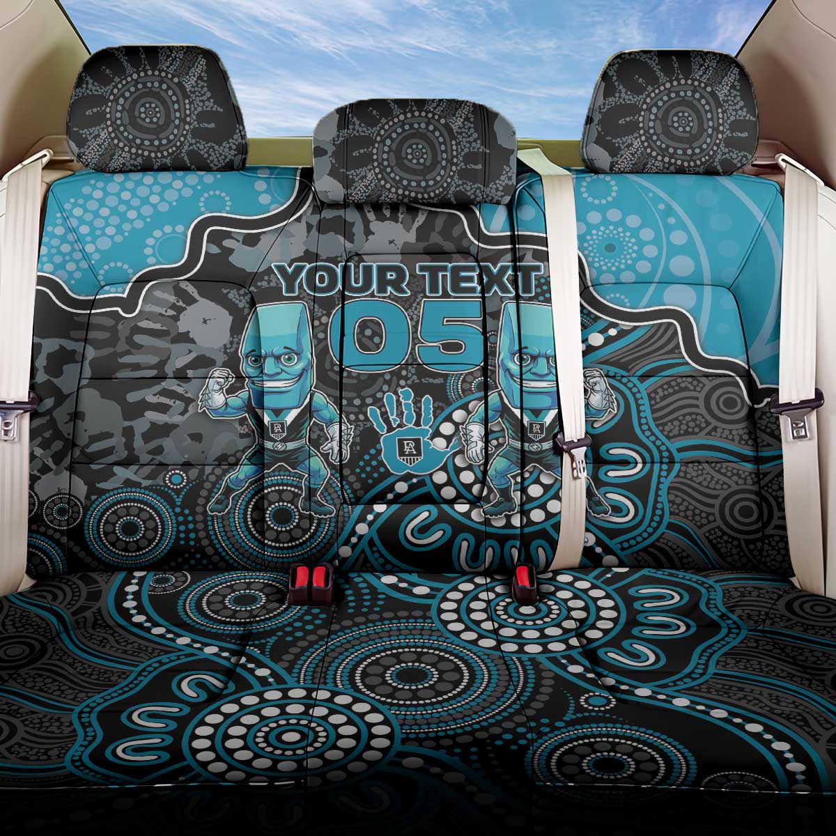 Custom Power Football Back Car Seat Cover Aboriginal Dot Art Pattern