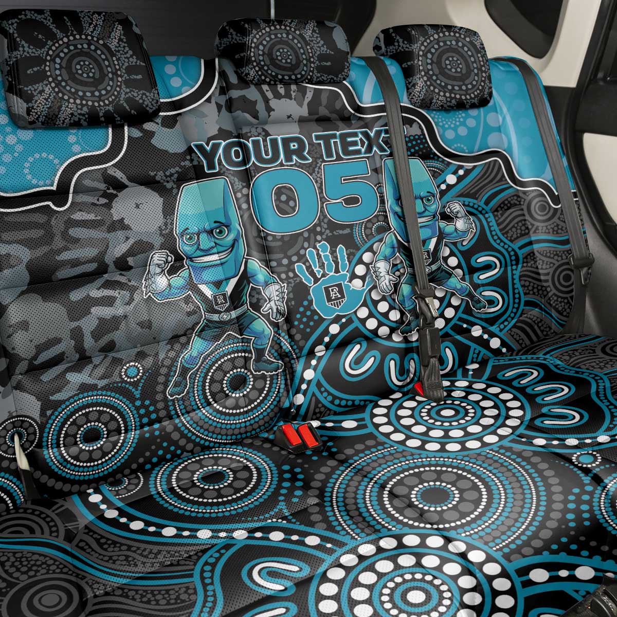 Custom Power Football Back Car Seat Cover Aboriginal Dot Art Pattern
