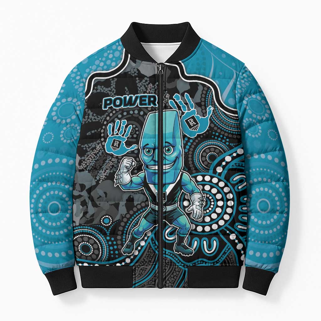 Custom Power Football Bomber Puffer Jacket Aboriginal Dot Art Pattern