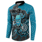 Custom Power Football Button Sweatshirt Aboriginal Dot Art Pattern