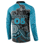 Custom Power Football Button Sweatshirt Aboriginal Dot Art Pattern